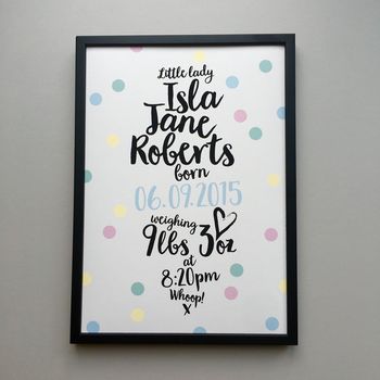 Personalised 'Spot' Birth Details Print, 3 of 3