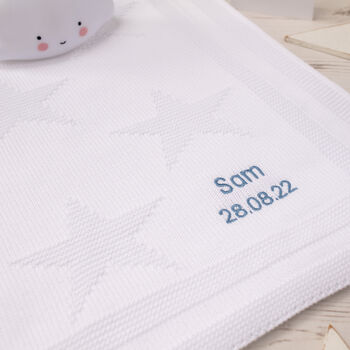 Toffee Moon White Star Christening Baby Blanket, 9 of 12