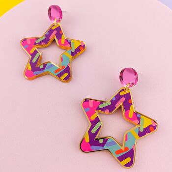 Colourful Acrylic Star Earrings, 8 of 9