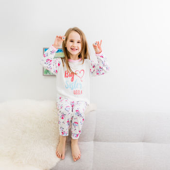 Personalised Floral Sibling Sister Girls Pyjamas / Pjs, 6 of 7