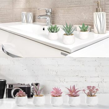 Five Mini Artificial Succulent Plants In White Pots, 5 of 11