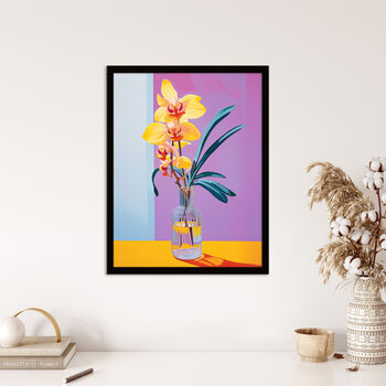 Optimistic Orchids Vibrant Yellow Floral Wall Art Print, 4 of 6