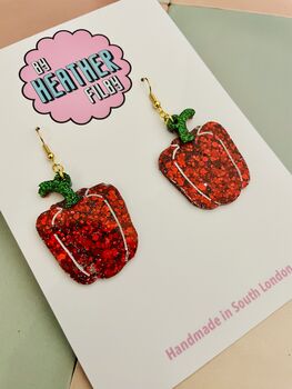Bell Pepper Glitter Resin Earrings, 5 of 11