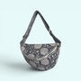 Cross Body Sling Bag | Grey And White Block Print Floral Cotton, thumbnail 1 of 4