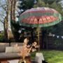 Hand Painted Pink And Green Fringed Garden Parasol, thumbnail 3 of 4