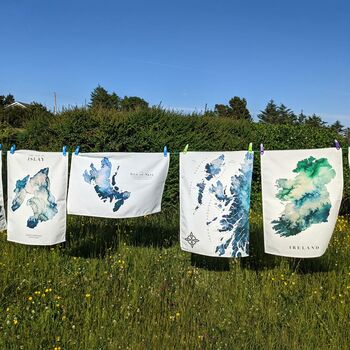 Scottish Hebrides Watercolour Map Organic Tea Towel, 8 of 8