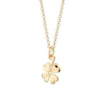 Four Leaf Clover Necklace, Sterling Silver, Gold Plated, 10 of 10