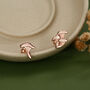 Sterling Silver Mismatched Chanterelle Mushroom 18 G Screw Back Ball Stud Earrings With Ball Backs, thumbnail 4 of 12