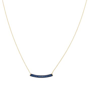 Sterling Silver Concave Bar Necklace Blue, 5 of 10
