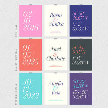 Set Three Prints – Names, Date, Location – Wedding Gift, 2 of 7