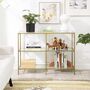 Console Table Coffee Table Tempered Glass Shelves, thumbnail 1 of 12