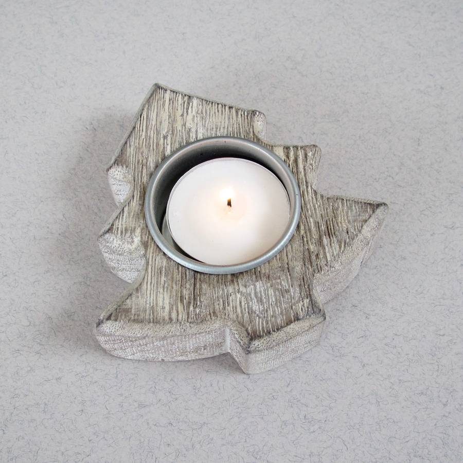 Christmas Tree Wooden Candle Holder By Chapel Cards