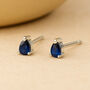 Sterling Silver Teardrop Sapphire Mini Stud Earrings, thumbnail 1 of 5