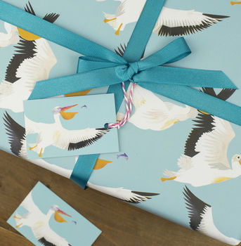 'Pelican Party' Luxury, Recycled Wrapping Paper Pack, 9 of 9