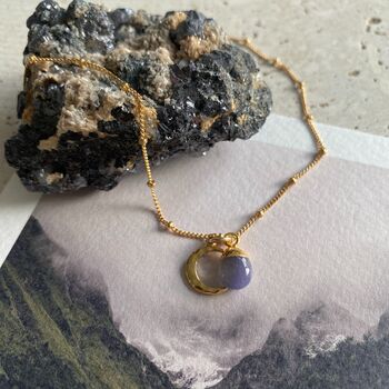 Tumbled Birthstone And Moon Charm Necklace, 5 of 12