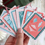 Festive Retro Stamps Gift Tags, thumbnail 1 of 10