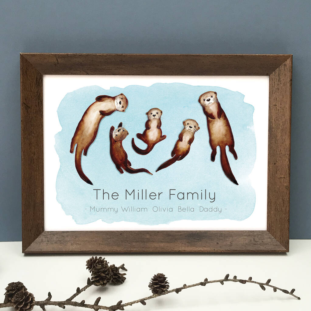 Personalised Family Portrait Otters Print, 1 of 9