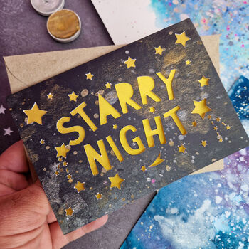 Starry Night Celestial Paper Cut Christmas Card, 3 of 6