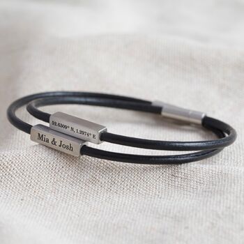 Men's Personalised Leather Cord And Bar Bracelet, 4 of 7