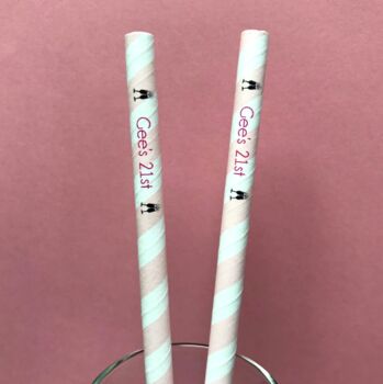 Pink And White Stripe Personalised Paper Straws, 6 of 7