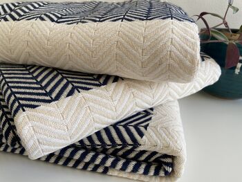 Zigzag Design Navy Soft Sofa Throw, 8 of 11