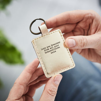 Personalised Leather Keyring With Metal Photo Insert, 7 of 9