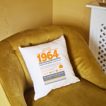 Personalised 60th Birthday Gift 1964 Cushion, 3 of 9