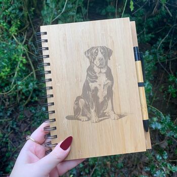Personalised Great Swiss Mountain Dog Engraved Notebook, 5 of 6