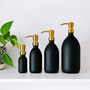 Matt Black Glass Bottle With Brass Gold Metal Pump, thumbnail 1 of 8