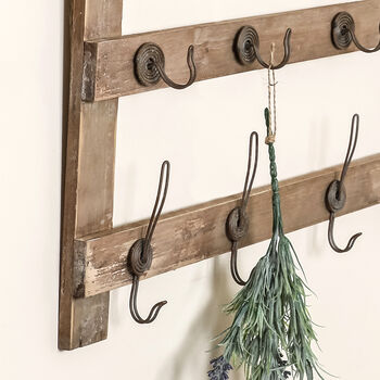 Farmhouse Wooden Wall Shelf With Hooks, 4 of 4