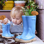 Personalised Bright Blue Welly Boot Planters Set, thumbnail 3 of 11
