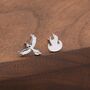 Mismatched Sterling Silver Phoenix And Fire Stud Earrings, thumbnail 3 of 11