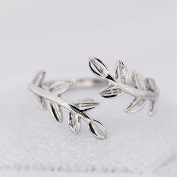 Sterling Silver Olive Leaf Ring, 7 of 12
