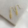 Mini Yellow Gold Feather Earrings, When Feathers Appear, thumbnail 2 of 4