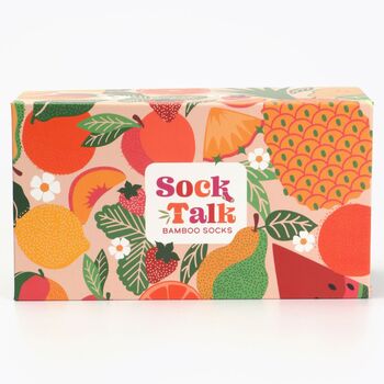 Women's Citrus Fruit Print Bamboo Socks Gift Set, 2 of 5