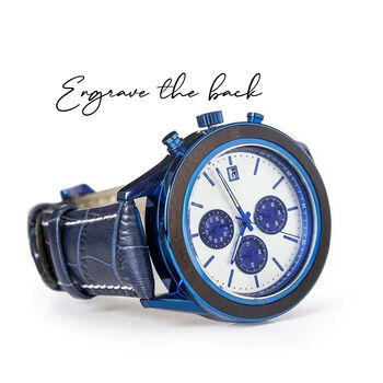 Personalised Chronograph Watch Engraved Sustainable Timepiece, 2 of 13