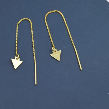 Sterling Silver Triangle Threaders Earrings, 4 of 10