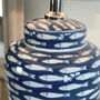 Medium Blue And White Ceramic Fish Table Lamp, thumbnail 4 of 4