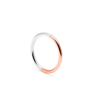 9ct Rose Gold And Silver Round Band, 2 of 5