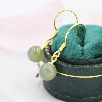 Natural Jade Hook Earrings In Sterling Silver, 3 of 12