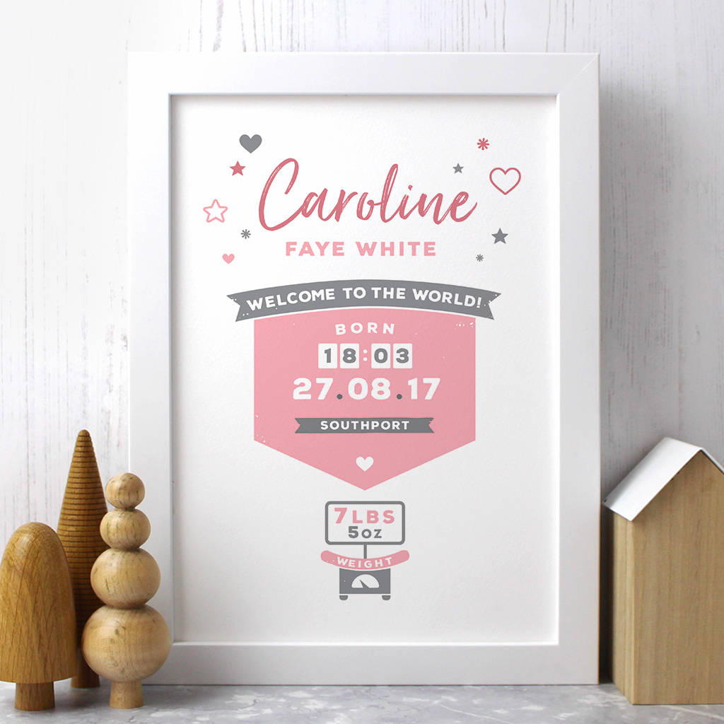 Personalised New Baby / Birth Print By Well Bred Design