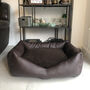 Medium Vegan Leather And Sherpa Fleece Sofa Dog Bed, thumbnail 2 of 7