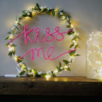 Kiss Me Mistletoe Fairy Light Wreath, 2 of 4