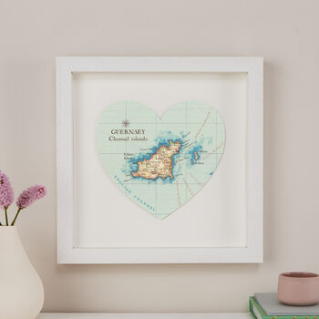 Personalised Location Guernsey Map Heart Print, 2 of 4