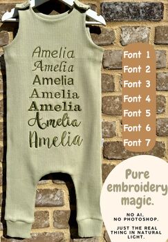 Personalised Baby Zip Sleepsuit – Embroidered Baby Grow With Name – Newborn Gift In 10 Colours, 12 of 12