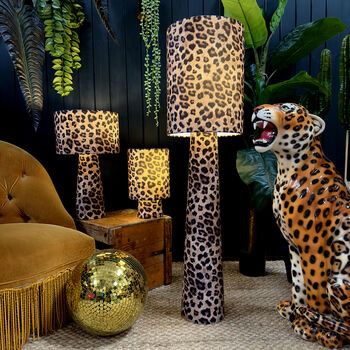 Portable Velvet Jaguar Print Lamps, 2 of 2