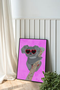Custom Personalised Koala Heart Glasses Art Print, 3 of 5
