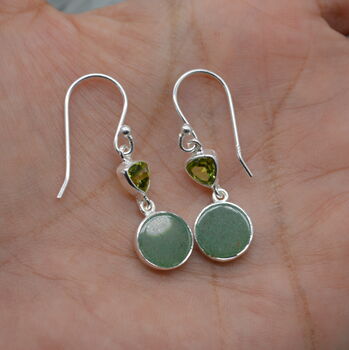 Peridot Jade Earrings: Gold Or Silver, Dangle Drop, 7 of 10