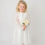 Long Sleeve White Lace Tulle Flower Girl Dress, thumbnail 5 of 11