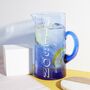Personalised 100% Recycled Eco Glass Jug One L Blue, thumbnail 1 of 3